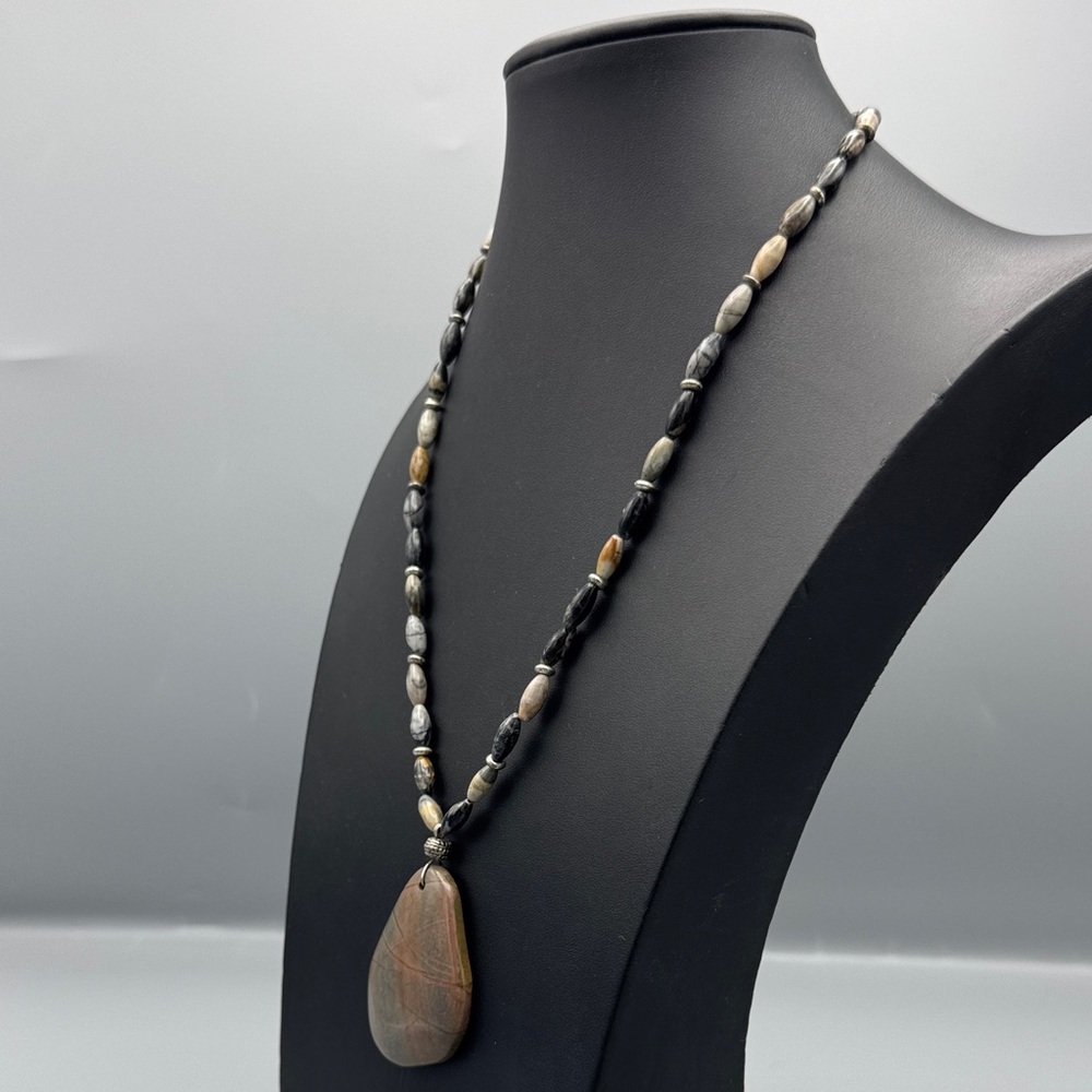 Stone and Sterling Pendant Necklace - Picture 3 of 3